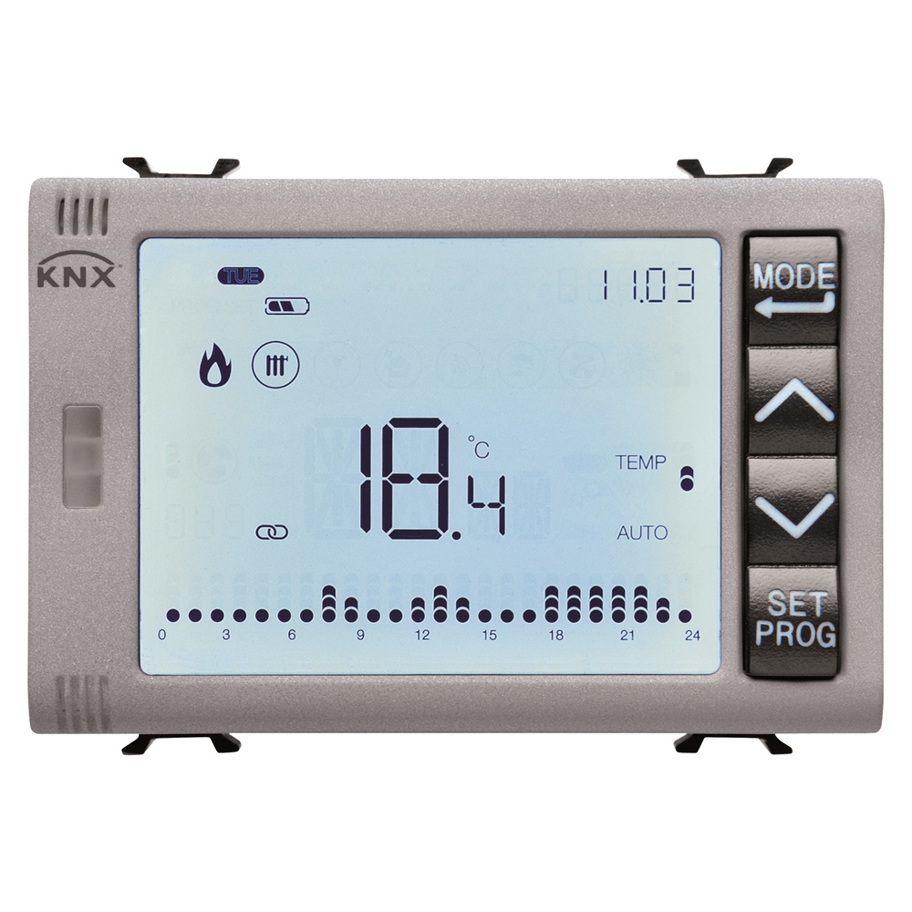 CRONOTERMOSTATO PROGRAMMATORE CON GESTIONE UMIDITÀ - KNX - 3 MODULI - TITANIO - CHORUSMART