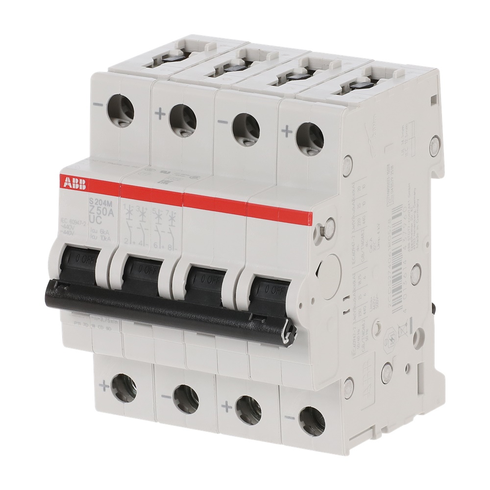 Interruttore automatico Miniatura S204MUC 4 poli 50A Z 10kA AC/DC uso industriale