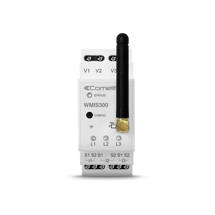 Serie WiFree - Modulo Wi-Fi misura consumi trifase, montaggio DIN 2 moduli, 3 TA 100A inclusi, export dati