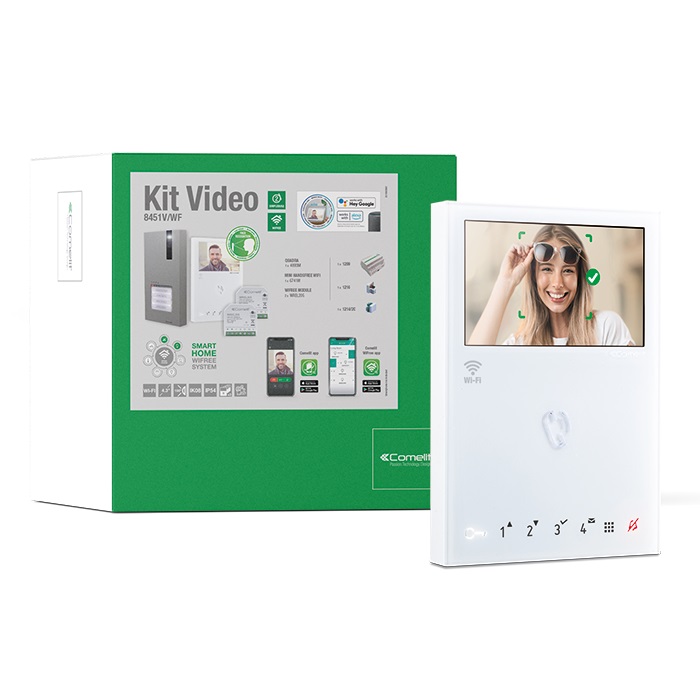 Serie WiFree - Kit integrazione videocitofonia Mini Wi-Fi + smart home, 2 moduli luci, pulsantiera Quadra