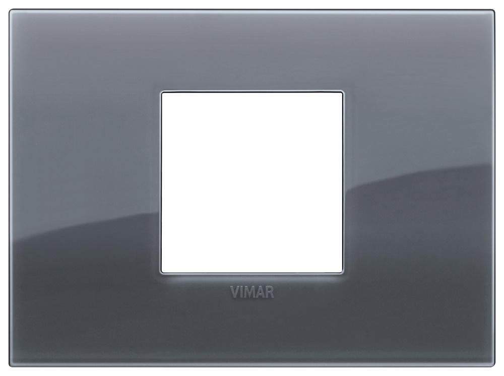 Placca Classic 2 moduli tecnopolimero Reflex grigio fumé per impianti elettrici
