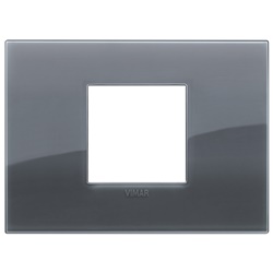 Placca Classic 2 moduli tecnopolimero Reflex grigio fumé per impianti elettrici