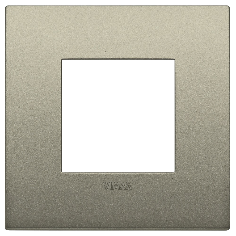 Placca Classic 2 moduli metallo finitura champagne opaco per impianti elettrici