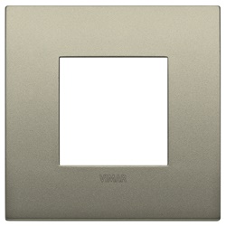 Placca Classic 2 moduli metallo finitura champagne opaco per impianti elettrici