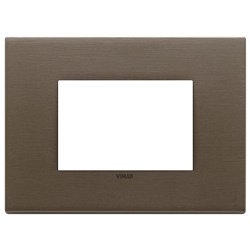 Placca 3 moduli metallo bronzo scuro spazzolato per installazioni elettriche