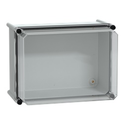 Cassetta PLS, retro in poliestere, coperchio trasparente per PC IP65 27x36x23cm