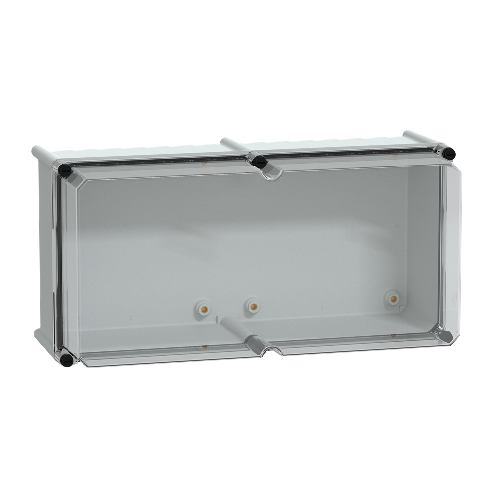 Cassetta PLS, retro in poliestere, coperchio trasparente per PC IP65 27x54x23cm