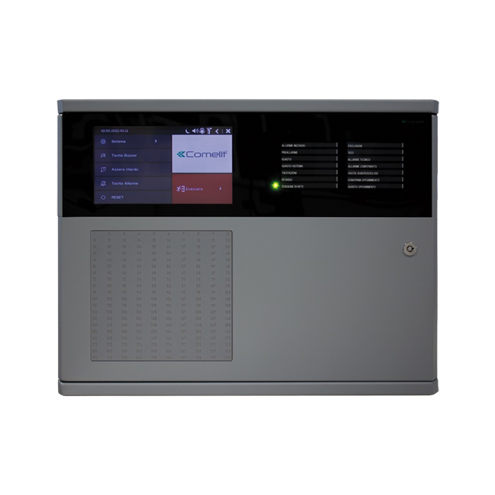 Serie LogiFire - Centrale antincendio 1-8 loop, 250 dispositivi/loop, 200 zone, Touch Screen Resistivo a colori 7, EN 54-2, EN 54-4 e EN54-13.