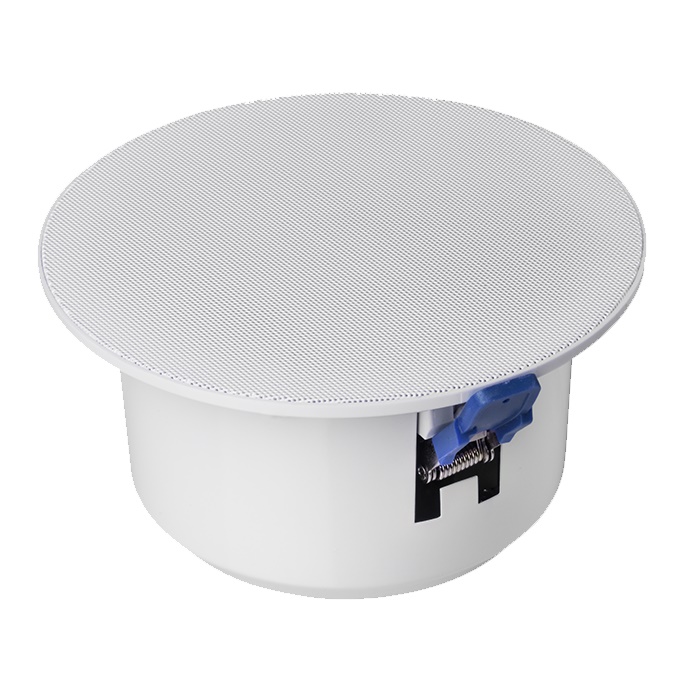Plafoniera da controsoffitto 6W con altoparlante 130mm e trasformatore 100V certificata EN54-24 per sistemi emergenza ed evacuazione