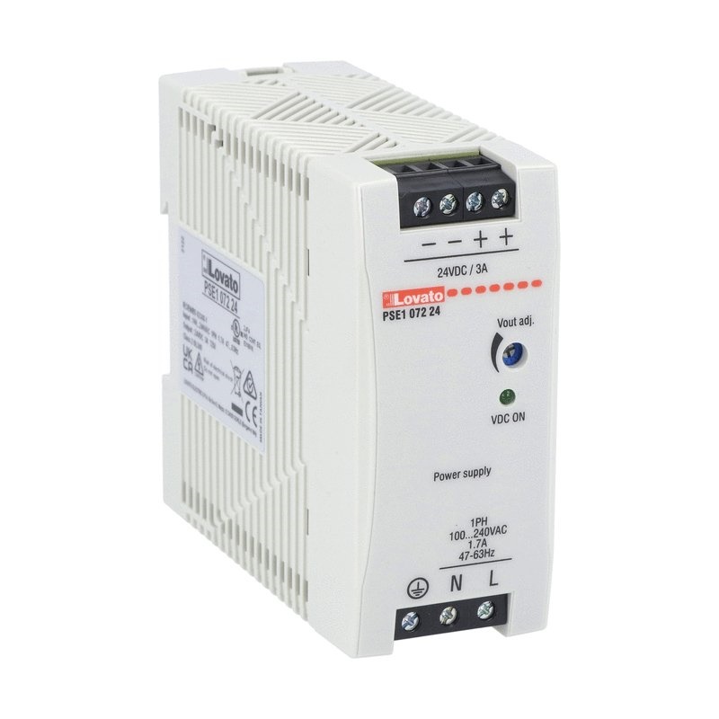 ALIMENTATORE SWITCHING 24VDC 72W FISSAGGIO GUIDA DIN MONOFASE