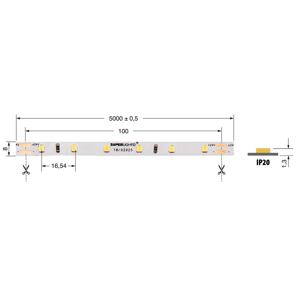 STRISCIA LED 8W/M BC 24V IP20