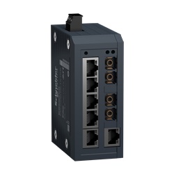 switch di rete, Modicon Networking, standard non gestito, 6 porte per rame con 2 porte per fibra ottica monomodale
