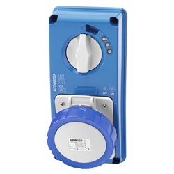 PRESA FISSA INTERBLOCCATA VERTICALE - AUTOMATIKA - MT 6KA CURVA C - SENZA FONDO - 3P+T 32A 200-250V - 50/60HZ 9H - IP67