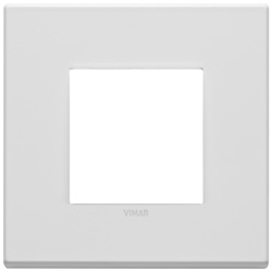 Placca 2 moduli bianco matt metallo base per installazioni elettriche