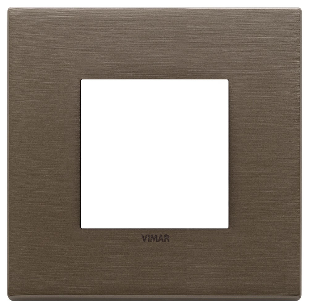 Placca 2 moduli metallo bronzo scuro spazzolato per impianti elettrici