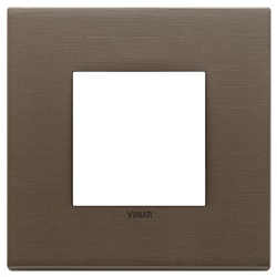 Placca 2 moduli metallo bronzo scuro spazzolato per impianti elettrici