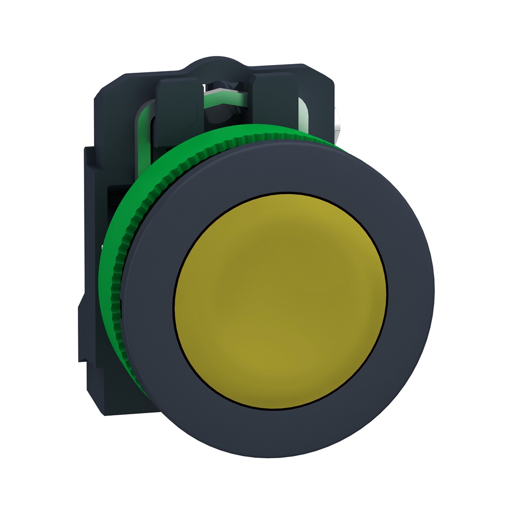 Harmony XB5, pulsante giallo filopannello, in plastica, ad impulso, Ø30 1NO