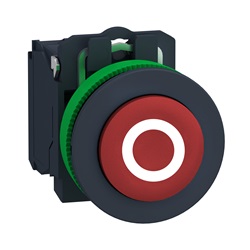 Harmony XB5, pulsante rosso Antimicrobico sporgente con marcatura O filopannello, in plastica, ad impulso, Ø30 1NC