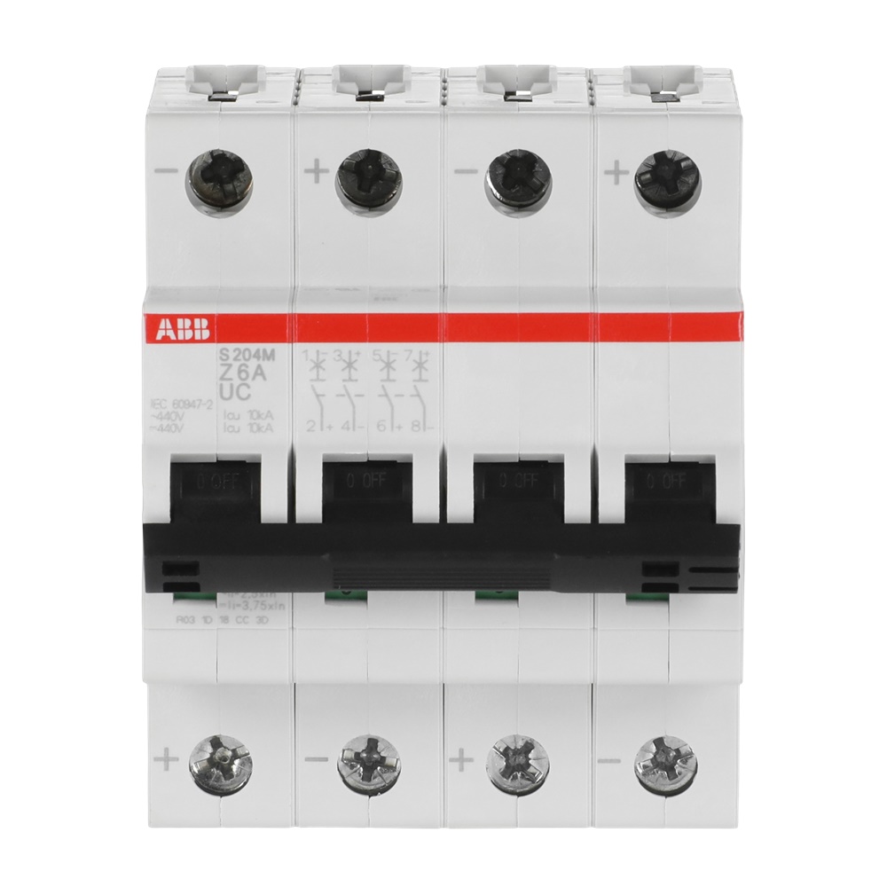 Interruttore automatico Miniature Circuit Breaker S200MUC 4 poli 6A 10kA AC/DC uso industriale
