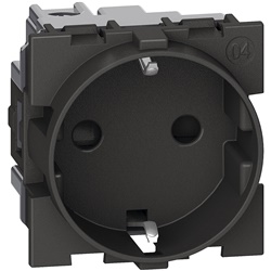 Presa standard tedesco 2P+T 16A 250V con contatti laterali terra nera 2 moduli