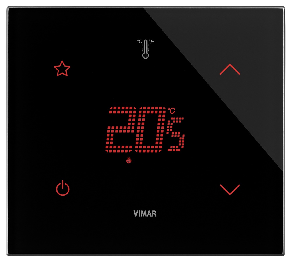 Termostato domotico STAR 2M nero diamante touch screen controllo temperatura ambiente riscaldamento condizionamento 2 moduli