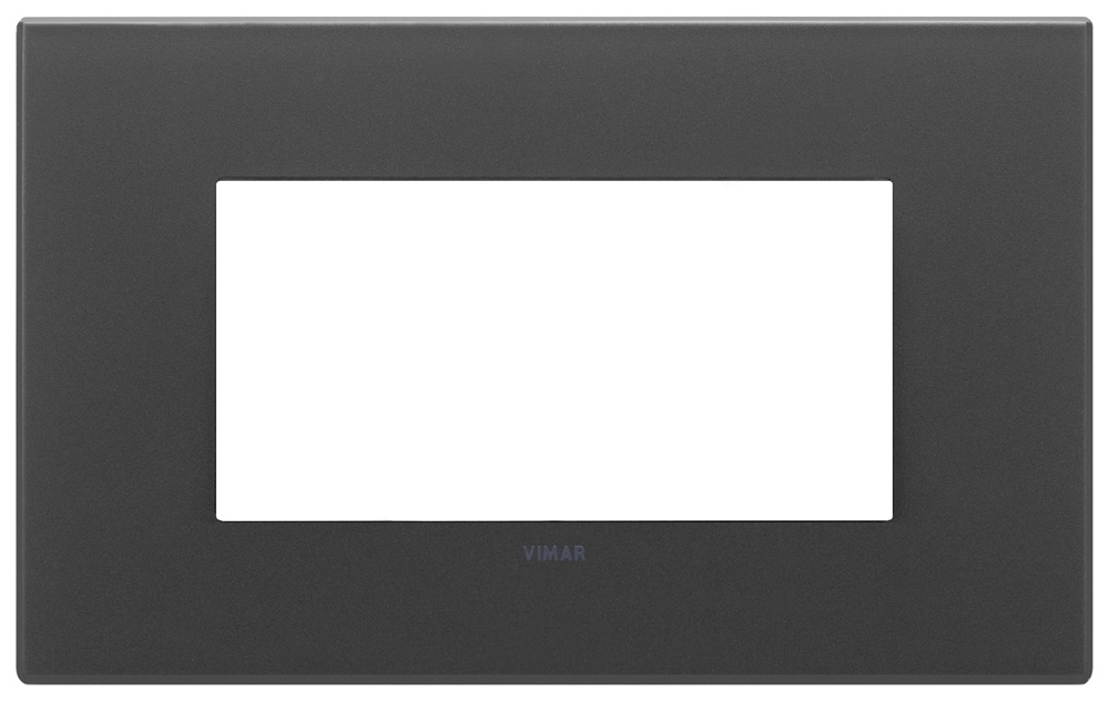 Placca 4 moduli cristallo nero satinato per installazioni elettriche