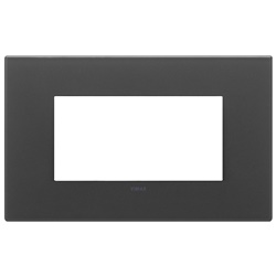 Placca 4 moduli cristallo nero satinato per installazioni elettriche