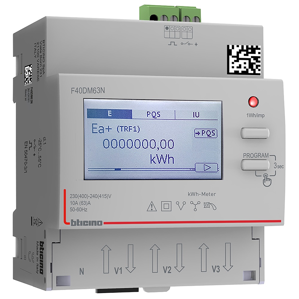 Contatore energia trifase 63A MID con uscita RS485 per monitoraggio consumi residenziale e industriale
