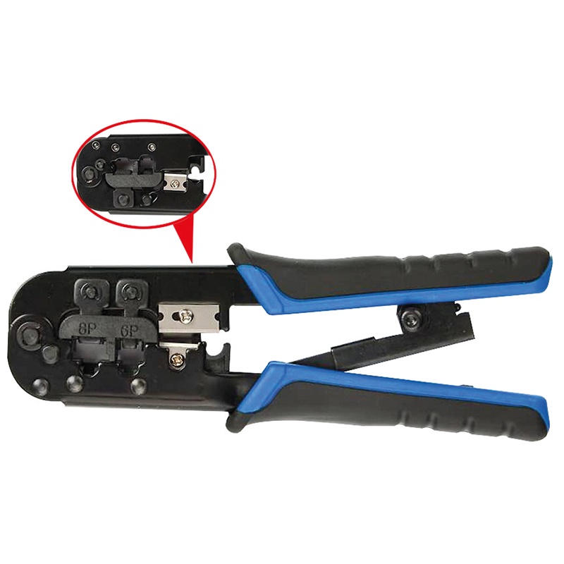 Pinza crimpatrice spine telefoniche 4, 6, 8 poli ergonomica resistente telecomunicazioni