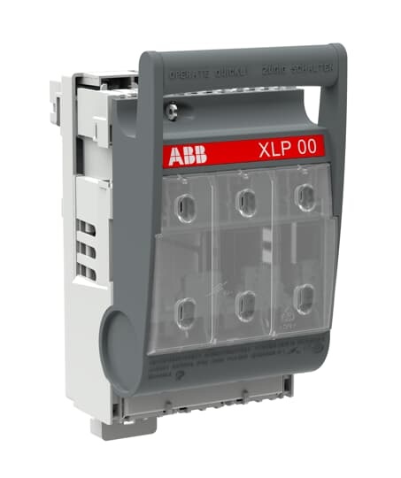 Portafusibile trifase XLP00 160A con adattatore A60/60 e 3 morsetti, installazione su guida DIN, controllo visivo fusibili, per impianti industriali e civili