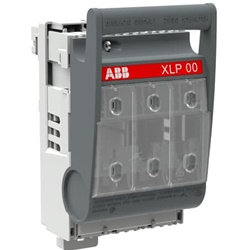 Portafusibile trifase XLP00 160A con adattatore A60/60 e 3 morsetti, installazione su guida DIN, controllo visivo fusibili, per impianti industriali e civili