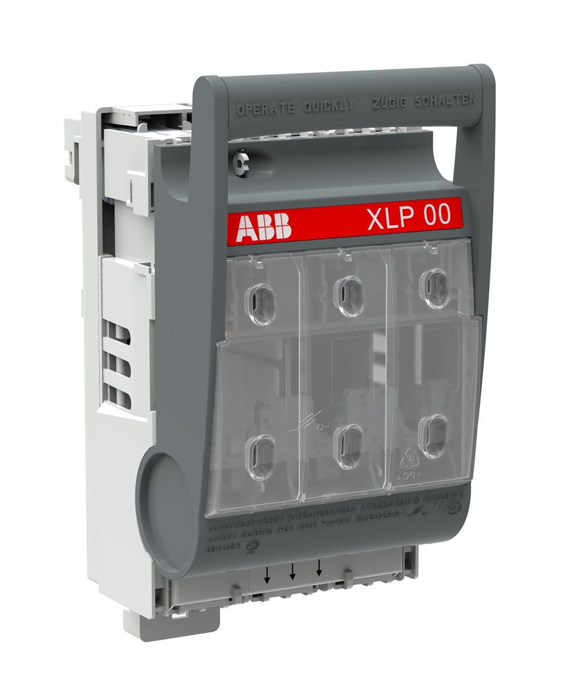 Base fusibile 160A 3 poli con adattatore A60/60 e morsetti per cavi sotto, protezione impianti elettrici industriali e civili