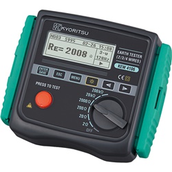Misuratore di terra 200 kOhm professionale Volt-Amperometrico con display LCD e memoria interna, kit cavi incluso