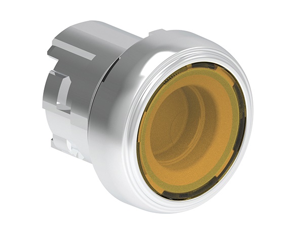Pulsante luminoso metallico rasato giallo Ø22mm serie Platinum per comando industriale