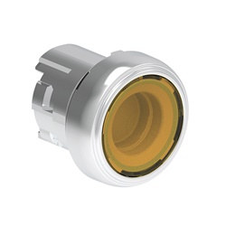 Pulsante luminoso metallico rasato giallo Ø22mm serie Platinum per comando industriale