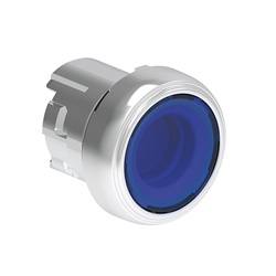 Pulsante luminoso metallico rasato blu Ø22mm serie Platinum per comando impulsi