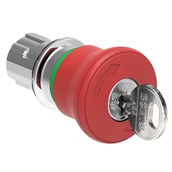 Pulsante fungo metallico 40mm rosso sgancio chiave arresto emergenza ISO13850