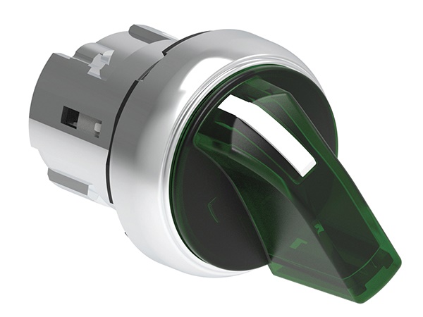 Selettore luminoso metallico verde leva corta 2 posizioni 0-1 Ø22mm per controllo industriale