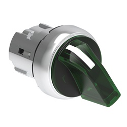 Selettore luminoso metallico verde leva corta 2 posizioni 0-1 Ø22mm per controllo industriale