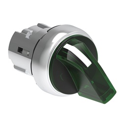Selettore luminoso metallico verde leva corta 3 posizioni Ø22mm serie Platinum 1>0<2