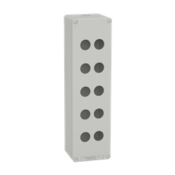 Pulsantiera in metallo grigia  M32 10 fori 22MM 85X310X77 UL CSA