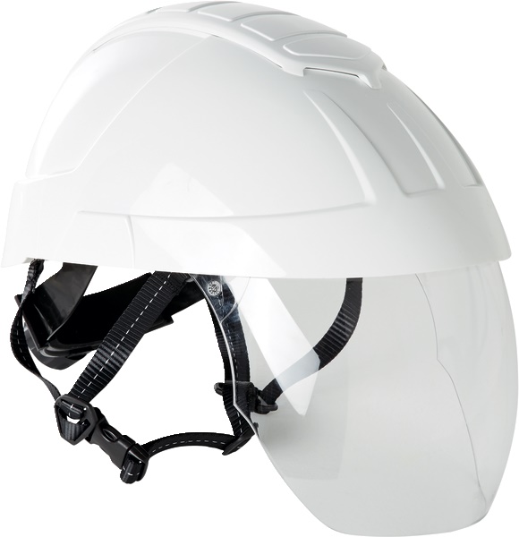 Casco elettricista con visiera anti-arco, calotta isolata, regolabile, fascia antitraspirante, uso installazioni e manutenzione sicurezza