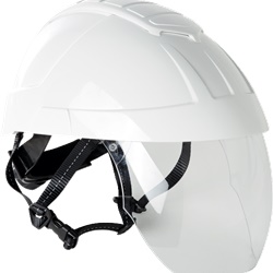Casco elettricista con visiera anti-arco, calotta isolata, regolabile, fascia antitraspirante, uso installazioni e manutenzione sicurezza