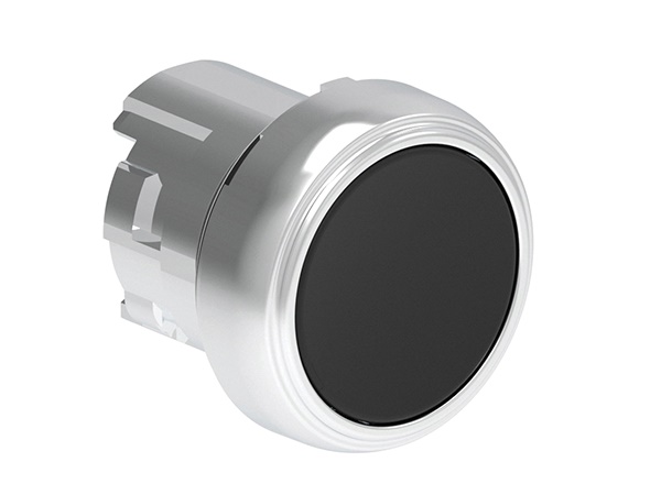 Pulsante metallico rasato nero Ø22mm serie Platinum per comando impulsi