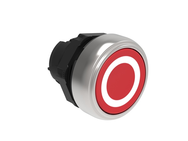Pulsante rasato Ø22mm serie Platinum plastica cromata rosso per comando impulso