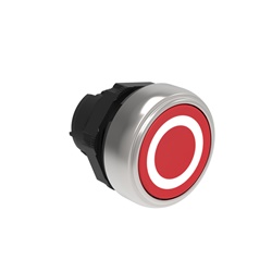 Pulsante rasato Ø22mm serie Platinum plastica cromata rosso per comando impulso