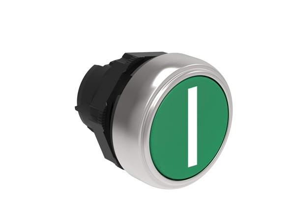 Pulsante rasato Ø22mm I verde plastica cromata serie Platinum per comando impulso