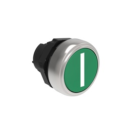 Pulsante rasato Ø22mm I verde plastica cromata serie Platinum per comando impulso