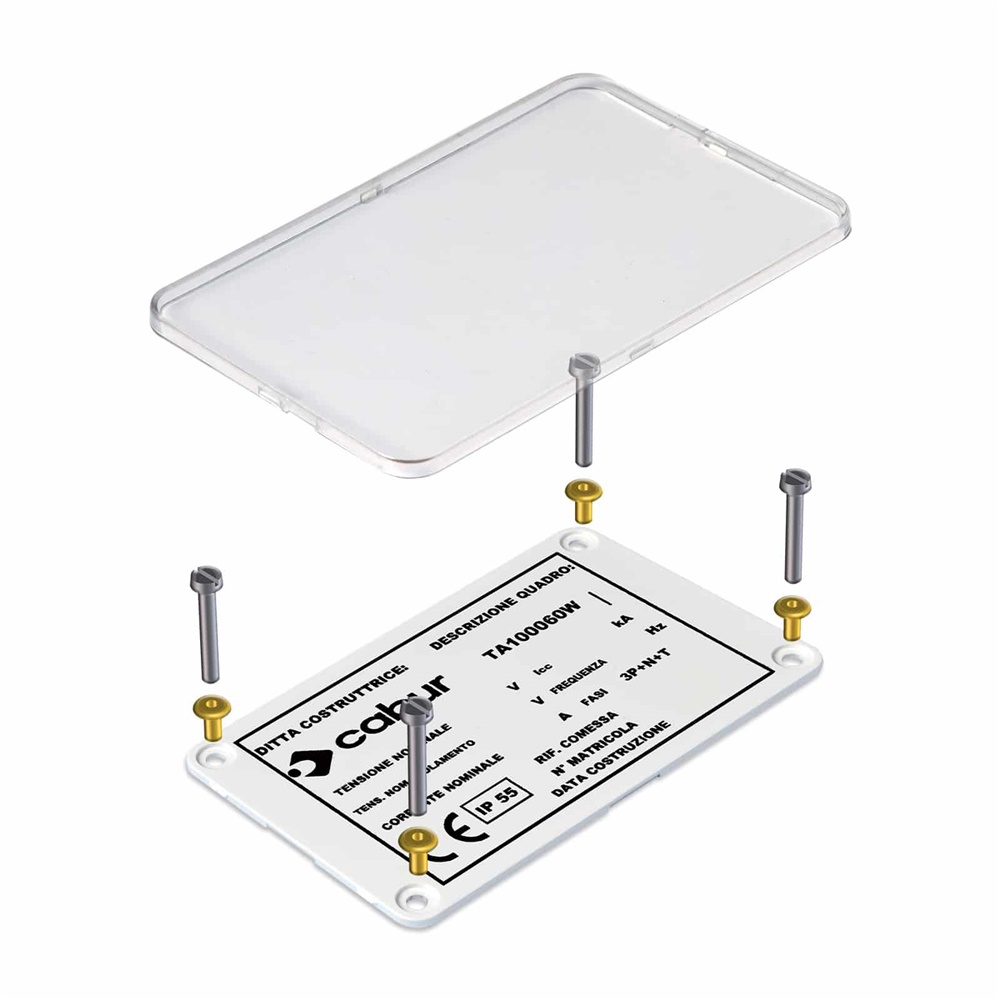 Targa identificazione quadro 100x90mm TA100090WS