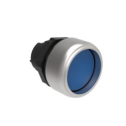 Pulsante impulso Ø22mm serie Platinum plastica cromata guardia estesa blu per comando industriale